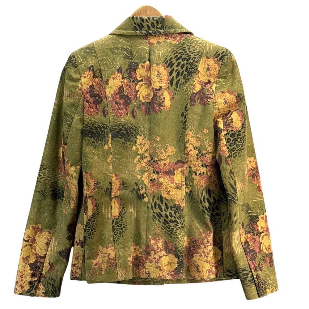 Doncaster Vintage Tapestry Green Pink Floral Animal Jungle Blazer Jacket Women 4 - Picture 2 of 10